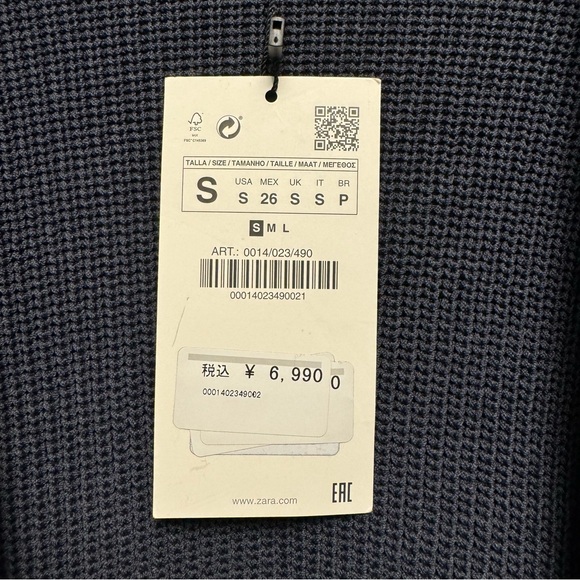 ZARA Long Cardigan Size S Dark Blue - Picture 2 of 4